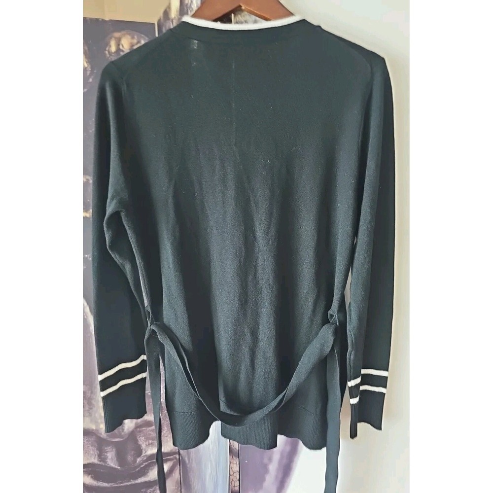 DRAPER JAMES Women's Belted V Neck Button Front Preppy Cardigan Sweater Size M - Picture 5 of 6